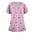 thumbnail image 1 of Valentines Day Scrub Tops Women Print Love Heart Printed V Neck Breathable Workwear Shirt Short Sleeve Professionals Soft Stretch T-Shirts with Pockets (Light pink), 1 of 3