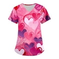 thumbnail image 1 of Valentines Day Scrub Tops for Women Short Sleeve V Neck Love Heart Print Nurse Working Uniforms with Pockets Holiday Scrubs 2026 Hot Pink S, 1 of 3