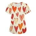 thumbnail image 1 of Valentines Day Scrubs for Women Love Heart Printed V-Neck Breathable T-Shirts Short Sleeve Professionals Soft Stretch Scrub Tops with Pockets  4X-Large, 1 of 4