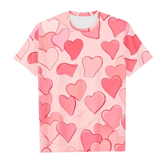 Valentines Day Shirt Boy Short Sleeve Graphic T-Shirts Crew Neck Casual Pullover Clothes for 4-5 Years Old Girls