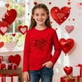 thumbnail image 1 of Valentines Day Shirt for Girls Long Sleeve Red Heart Print Top Kids 3-14 Years Holiday Party School Outfit,Size 9-10 T, 1 of 7