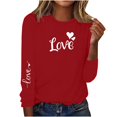 thumbnail image 1 of Valentines Day Shirts Long Sleeve Tops for Women Loose Fitted Love Heart Print Crewneck Holiday Casual Sweatshirt (3XL, Red #D), 1 of 5