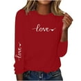 thumbnail image 1 of Valentines Day Shirts Long Sleeve Tops for Women Loose Fitted Love Heart Print Crewneck Holiday Casual Sweatshirt (M, Red #A), 1 of 5