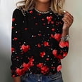 thumbnail image 1 of Valentines Day Shirts for Women 2025, Long Sleeve Blouse Tops, Women's Valentine's Day Fashion Printed Blouses Loose Comfortable Crew-Neck Long Sleeve Tops Shirt, 1 of 1