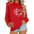 thumbnail image 1 of Valentines Day Shirts Women Butterfly and Heart Print Shirt Long Sleeve Crew Neck Tops Casual Oversized Sweatshirts Valentines Shirt for Women, 1 of 7