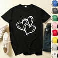 thumbnail image 1 of Valentines Day Shirts Women Cute Heart Print Short Sleeve T Shirts Casual Crewneck Loose Basic Tops Soft Lightweight Blouses Red Tops,Size S-4XL, 1 of 8