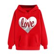 thumbnail image 1 of Valentines Day Shirts Women Love Heart Oversized Hoodies Sweatshirt Long Sleeve Pullover Top Hooded, 1 of 5