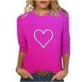 thumbnail image 1 of Valentines Day Shirts Women Plus Size Cute Striped 3/4 Sleeve Shirt Crewneck Tops Nautical Tshirts, 1 of 5