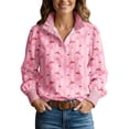 thumbnail image 1 of Valentines Day Shirts Women Vintage Heart Print Business Blouses Long Sleeve Shirts Going Out Tops Pink Love Heart Print Casual Blouses Valentine's Day Tops Valentines Sweatshirts V Neck S-3XL, 1 of 4