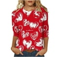 thumbnail image 1 of Valentines Day Shirts Womens Love Heart Printed Graphic Tee 3/4 Sleeve Crew Neck Casual Tshirts Holiday Tops (3XL, Red B), 1 of 5