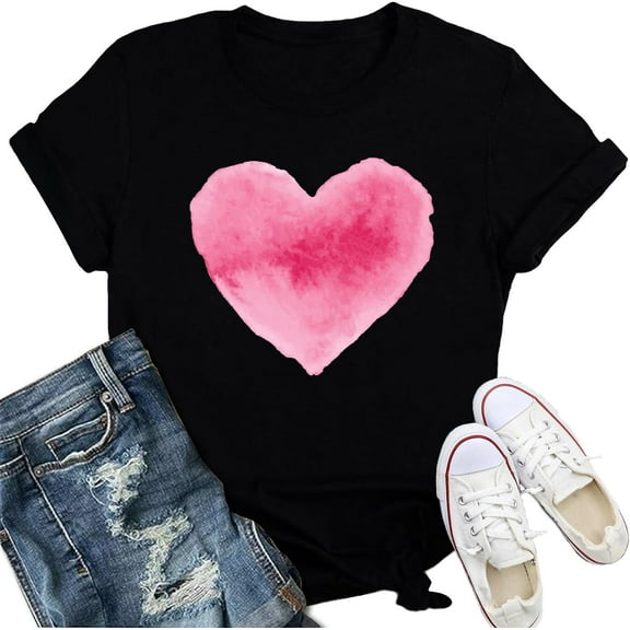 Valentines Day Shirts for Women Cute Love Heart T-Shirt Romantic Valentine Tee Tops