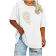 thumbnail image 1 of Valentines Day Shirts for Women, Oversized White Graphic Tee with Split Heart Leopard Print Plus Size T Shirt (XL-5XL),Size 5XL, 1 of 4