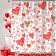 thumbnail image 1 of Valentines Day Shower Curtain, Cute Valentine''s Red Golden Pink Heart Love Decor Fabric Shower Curtains Set for Bathroom Decoration with Hooks 72 X 72 Inch Trendy Valentine Hearts Bath Decor, 1 of 1