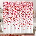 Valentines Day Shower Curtain, Valentines Day Falling Red Hearts