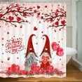 thumbnail image 1 of Valentines Day Shower Curtain, Funny Gnome Couple Red Heart Balloon Tree Leaf Rose, Pink Romantic Love 72 x 72 Inches Polyester Fabric Modern Bathroom Decor Set with 12 Hooks, 1 of 5
