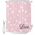 thumbnail image 1 of Valentines Day Shower Curtain, Waterproof Shower Curtains for Bathroom, Pink White Love Hearts Romantic Washable Fabric Bathtub Curtain Set Bath Decor with 12 Hooks Long 72"x84", 1 of 8