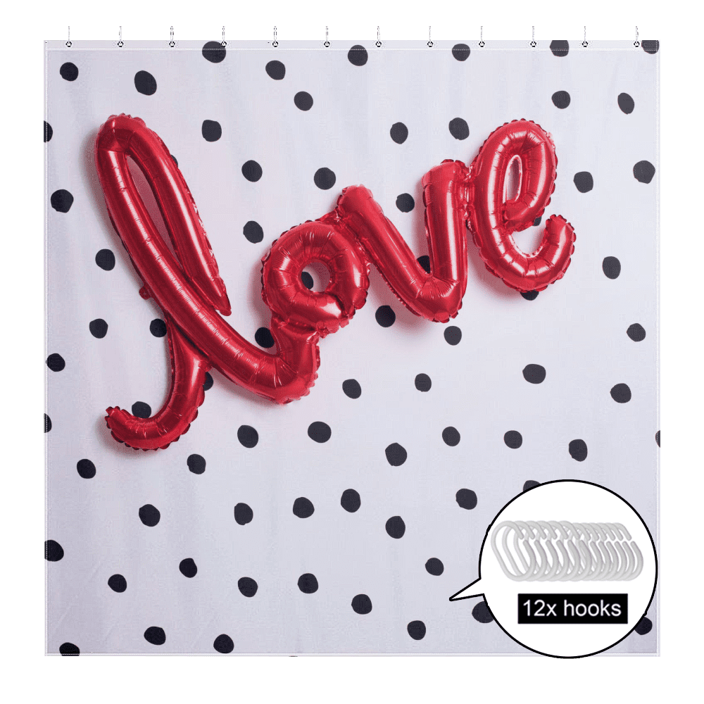 Valentines Day Shower Curtains Bathroom Decoration with 12 Hooks