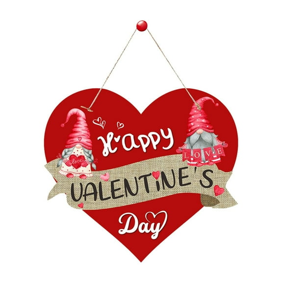 Valentines Day Signs Hanging Wooden Door Sign Truck Gnome Decor Heart Wreath Wall Decorations for Home Wedding Anniversary Party Indoor Outdoor Front Door Porch Festive Season Ornament