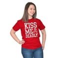 thumbnail image 1 of Valentines Day Skull Kiss Me Deadly Women's Graphic T Shirt Tees Brisco Brands M, 1 of 6
