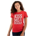 thumbnail image 1 of Valentines Day Skull Kiss Me Deadly Womens Slim Fit Graphic Tee Brisco Brands M, 1 of 2