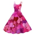 thumbnail image 1 of Valentines Day Sleeveless A-line Dress with Heart Print Casual Off-Shoulder Sleeveless Dress Hot Pink XL, 1 of 4