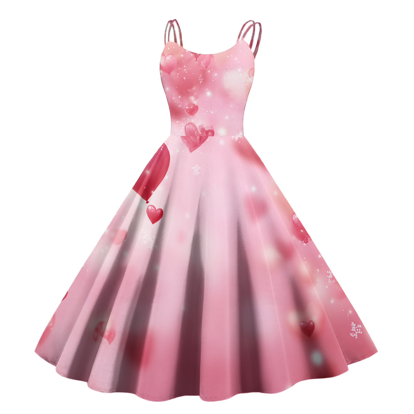 Yifymode Valentines Day Sleeveless Vintage Dress Heart Print Pattern Casual A-line Midi Summer Dresses Purple Pink 2XL, Women's Yifymode Valentines Day Sleeveless Vintage Dress Heart Print Pattern Casual A-line Midi Summer Dresses Purple Pink 2XL, Women's