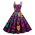 thumbnail image 1 of Valentines Day Sleeveless Vintage Dress Heart Print Pattern Casual A-line Midi Summer Dresses Vermilion L, 1 of 5
