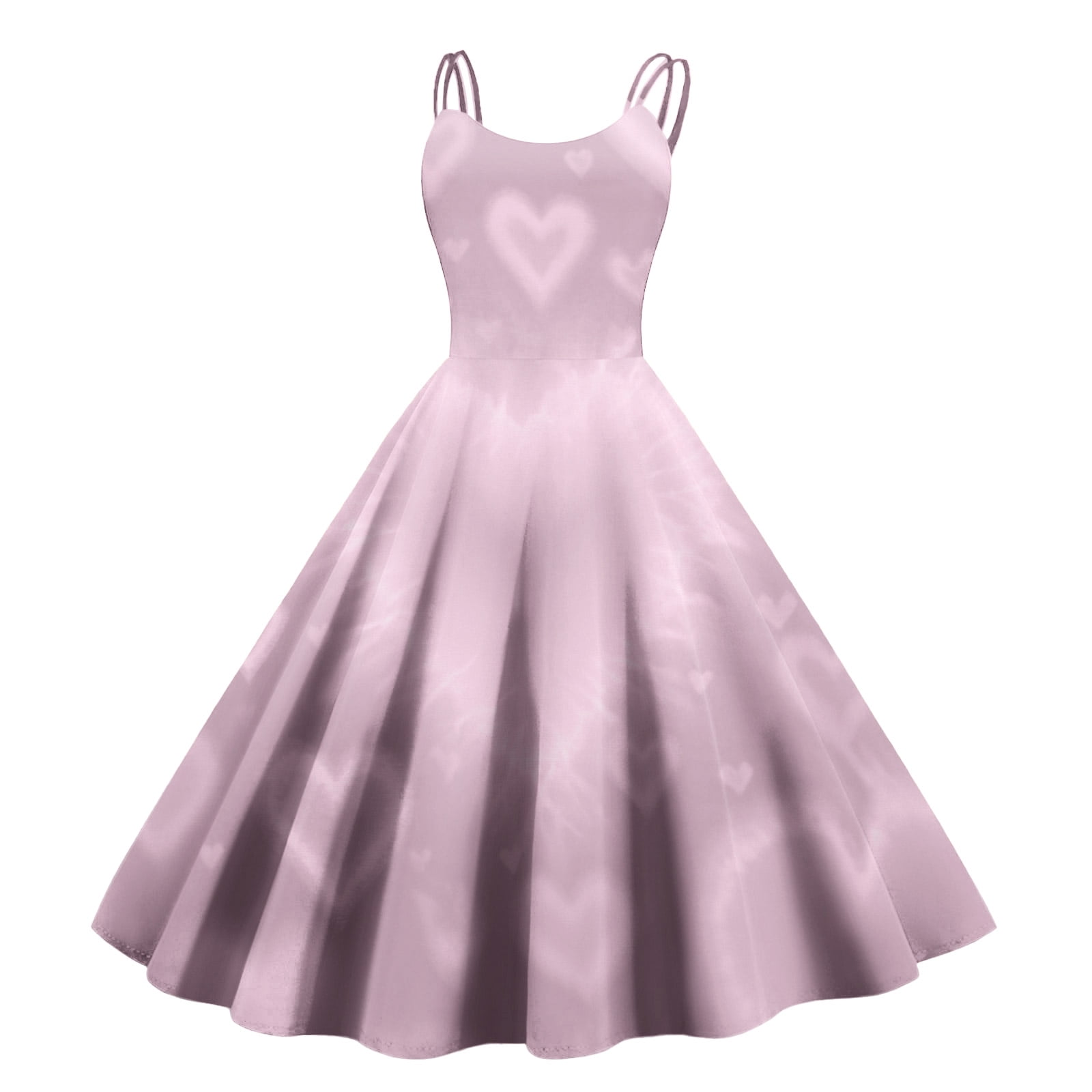 purple valentines day dress Valentines Day Sleeveless Vintage Fit Dress with Heart Print Pattern Casual  A-line Dresses Purple 2XL