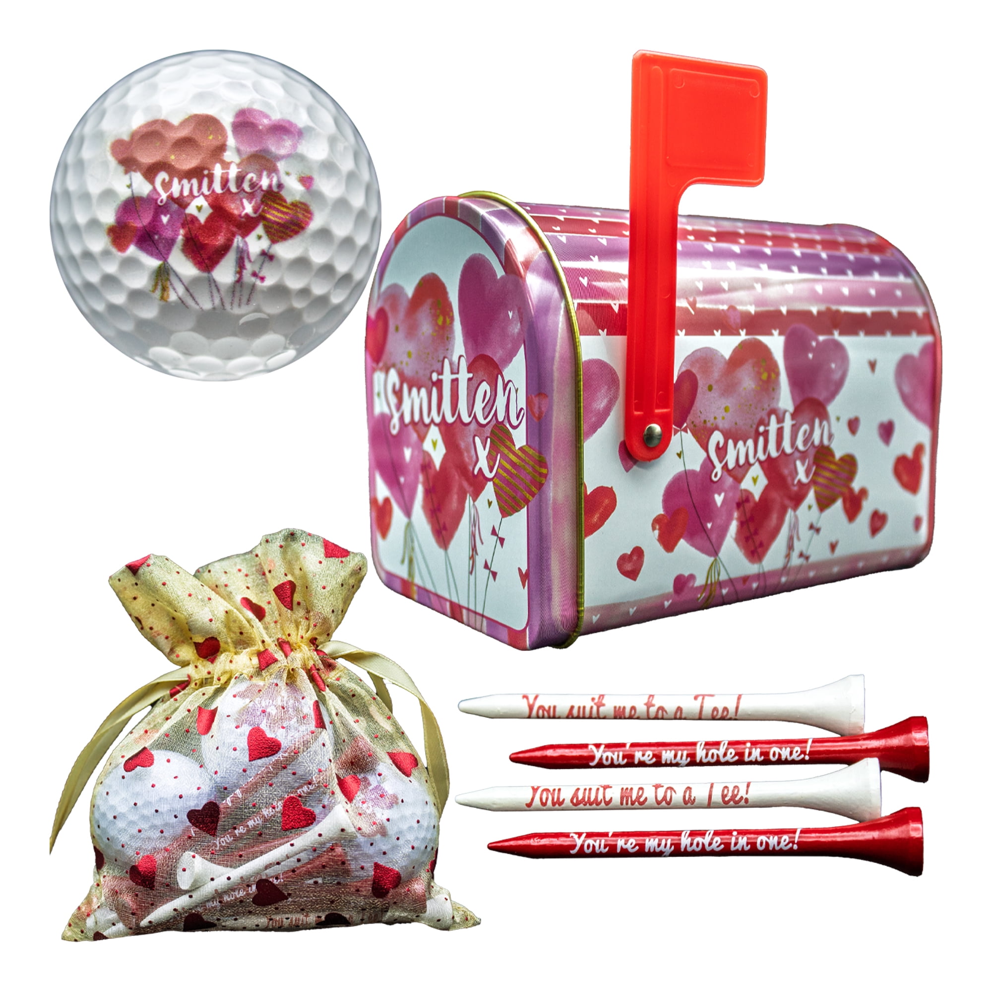 Valentines Day Smitten 3 ball 20 Tee Tin Set by GBM GOLF