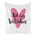 thumbnail image 1 of Valentines Day Soft Flannel Fleece Throw Blanket, Be My Valentine Words with Romantic Cartoon Like Heart Love Image, Cozy Plush for Indoor and Outdoor Use, 70" x 90", Pink and Black, by Ambesonne, 1 of 5