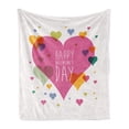 thumbnail image 1 of Valentines Day Soft Flannel Fleece Throw Blanket, Happy Celebration Words Love Romance Theme Abstract Image Heart, Cozy Plush for Indoor and Outdoor Use, 50" x 70", Multicolor, by Ambesonne, 1 of 5