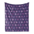 thumbnail image 1 of Valentines Day Soft Flannel Fleece Throw Blanket, Love Theme Striped Hearts February Fourteen Romantic Art, Cozy Plush for Indoor and Outdoor Use, 50" x 60", Quartz Lilac, by Ambesonne, 1 of 5