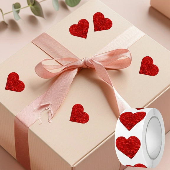 Valentines Day Stickers 500 Pcs 1 Inch Red Heart Stickers Bulk Roll for Crafts, Gift Wrapping, Scrapbooking, Party Decor