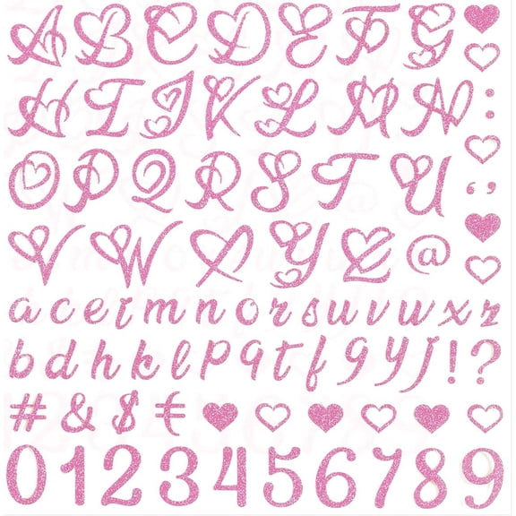 Valentines Day Stickers Vinyl Gold Alphanumeric Stickers Self-Adhesive Letter Number Symbol Heart Stickers for DIY Crafts Art, Classroom Decor