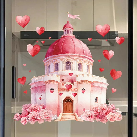 Valentines Day Stickers Window Decals Heart Love Decorations for Home Party Decor Romantic Atmosphere Wall Glass Door Decorative Vinyl Clings