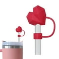 thumbnail image 1 of Valentines Day Straw Cover Heart-Shaped Straw Topper, Love Heart Red Topper 10Mm Reusable Silicone Straw, 1 of 8