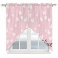 thumbnail image 1 of Valentines Day Swag Valances for Windows 2 Pack, Kitchen Window Curtains 36 Inch Length, Pink White Love Hearts Romantic Privacy Swag Curtains for Living Room/Bathroom with Rod Pocket 36"x36", 1 of 8