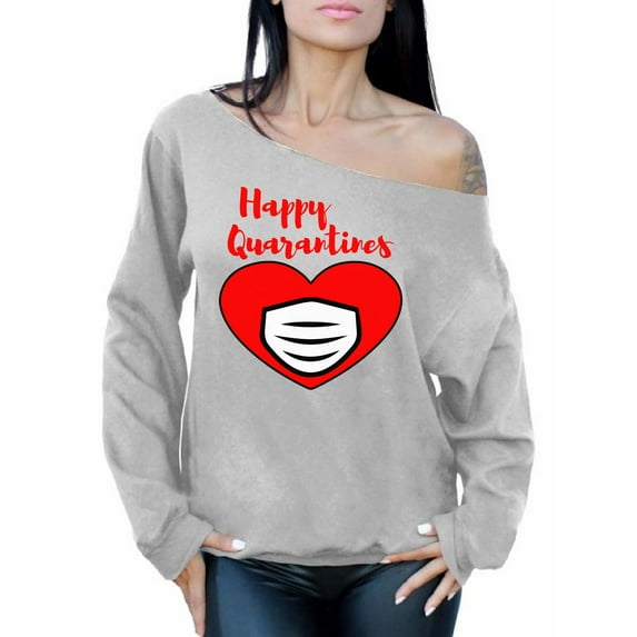 Valentines Day Sweater for Women Funny Heart Valentine 2021 Gifts Women Plus Size Graphic Off Shoulder Sweatshirt