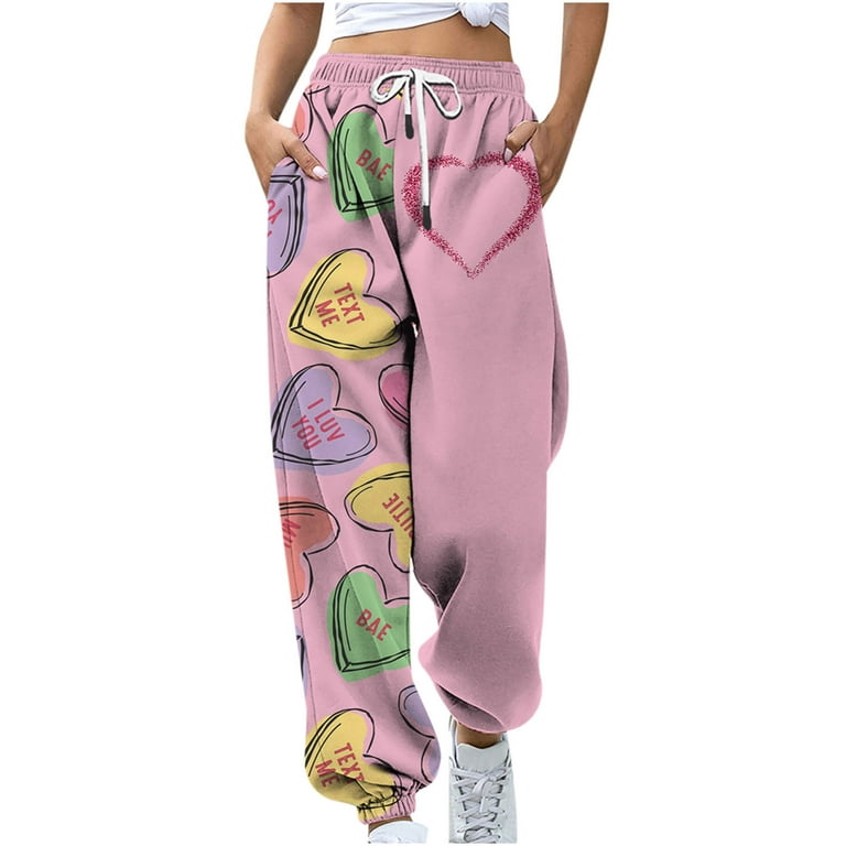Valentines Day Sweatpants for Women Casual Elastic High Waisted