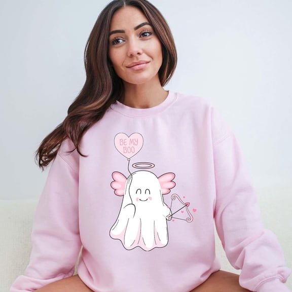Valentines Day Sweatshirt, Be My Boo Hoodie, Ghost Sweater, Cute Valentine Sweatshirt, Women Valentines Day Sweatshirt, Heart Sweatshirt All Size S-5Xl