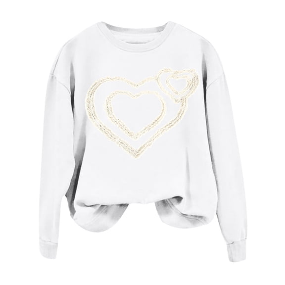 Valentines Day Sweatshirts Women Funny Love Heart Printed Crewneck Long Sleeve Shirts Casual Valentines Gifts Relaxed Fit Clothes Tops