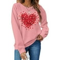 thumbnail image 1 of Valentines Day Sweatshirts for Women 2026 Funny Love Heart Graphic Crewneck Pullover Cute Holiday Long Sleeve Tops Pink L, 1 of 4