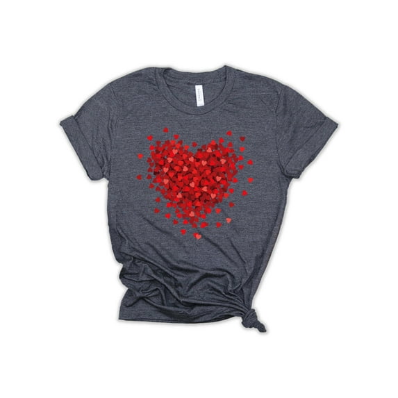 Valentines Day T-Shirt, Love Heart Print T-Shirt, Cute Red Heart T-Shirt, Valentines Day Gifts, Unisex T-Shirt