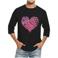 thumbnail image 1 of Valentines Day T Shirt Men, Mens 3/4 Sleeve Shirts, Men Valentine's Day Print Tops Round Neck Casual Fashion Three-Quarters Sleeve Blouses Shirts, 1 of 4