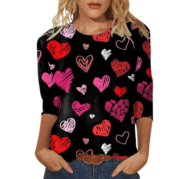 Valentines Day T Shirt Womens Love Shirt Print Tree T Shirt Holiday Graphic Tee Tops