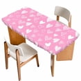 thumbnail image 1 of Valentines Day Table Cloths for 6 Foot Rectangle Tables, Pink Love Heart Romantic Patio Waterproof Elastic Fitted Tablecloths, Washable Rectangular Table Cover for Camping, 1 of 8