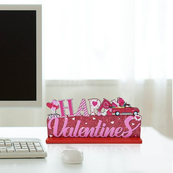 Valentines Day Table Decor, Valentines Day Decorations, Romantic Tabletop Signs Valentine's Day Desktop Wooden DIY Crafts Valentine's Day Decoration