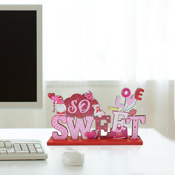 Valentines Day Table Decor, Valentines Day Decorations, Romantic Tabletop Signs Valentine's Day Desktop Wooden DIY Crafts Valentine's Day Decoration