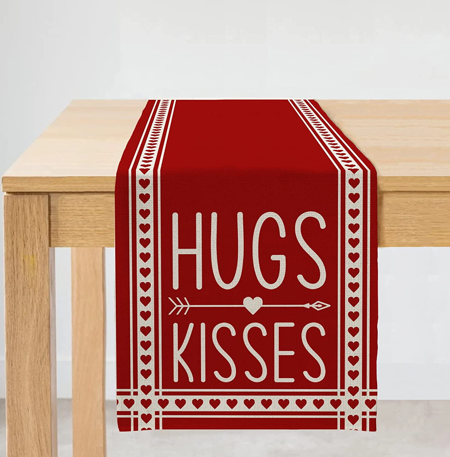 Valentines Day Table Runner 13x72 Inches Heart Red Strip Farmhouse ...