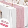 thumbnail image 1 of Valentines Day Table Runner 70.87inch Boho Cheesecloth Fabric Gauze Table Runner Romantic Hot Pink Table Linens For Wedding Party Table Decoration, 1 of 7